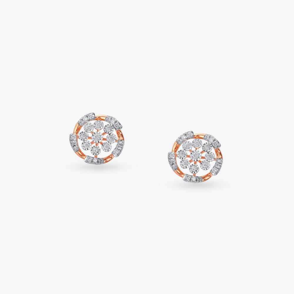 Spiral Bloom Diamond Stud Earrings