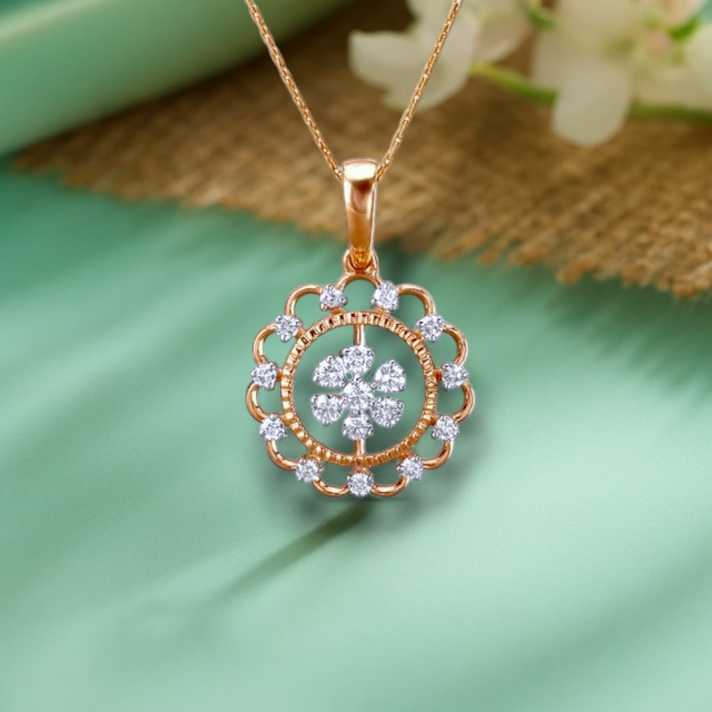Radiant Rosette Diamond Pendant
