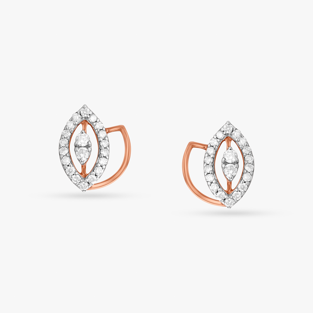 Leafy Shimmer Diamond Stud Earrings