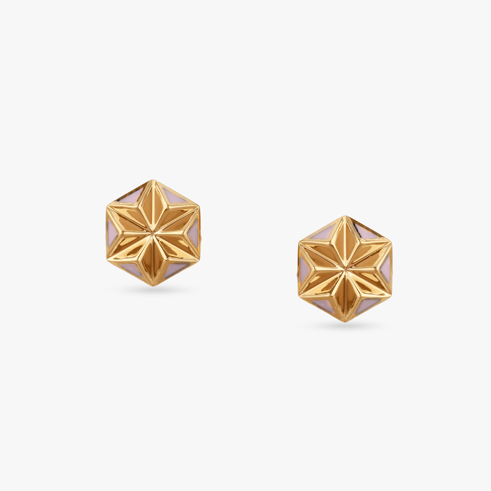 Hexa Blossom Gold Stud Earrings