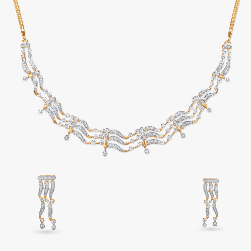 Radiant Ripple Diamond Necklace Set