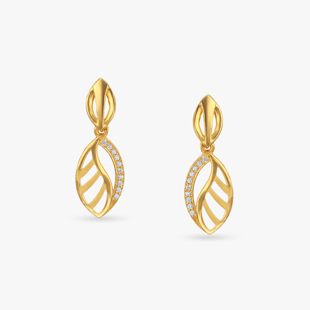 Twilight Leaf Gold Drop Earrings