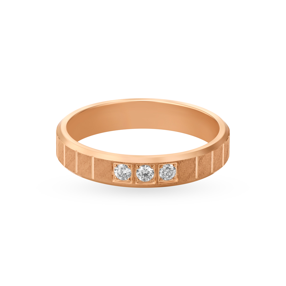 

Sleek Diamond 3 Stone Embellished Gold Finger Ring
