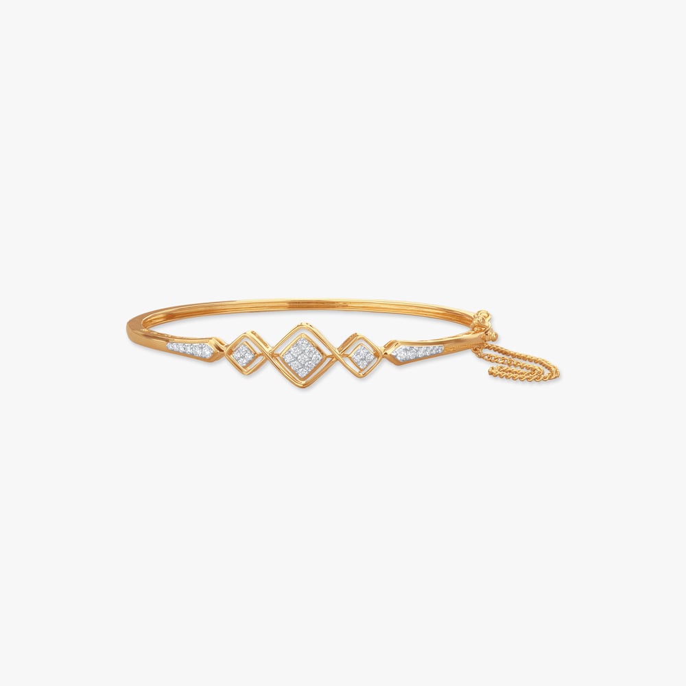 Modern Angular Diamond Bangle