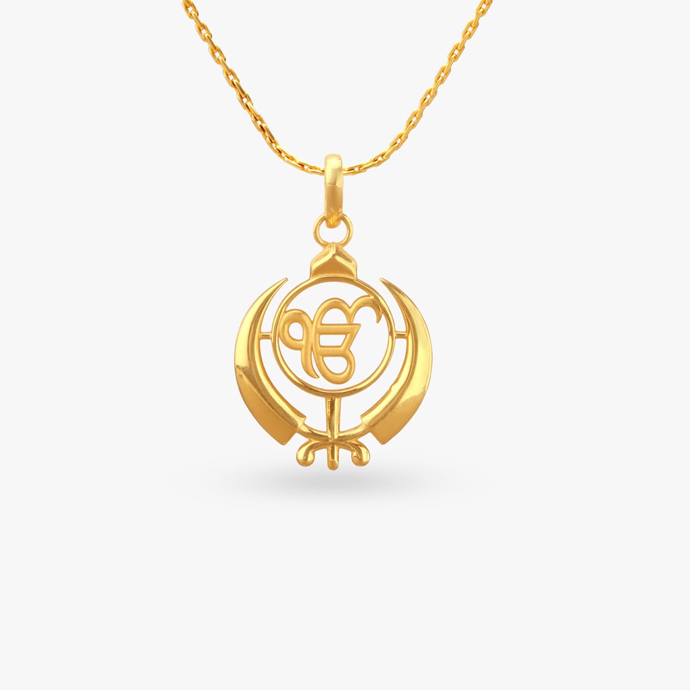 Ik Onkar Khanda Gold Pendant