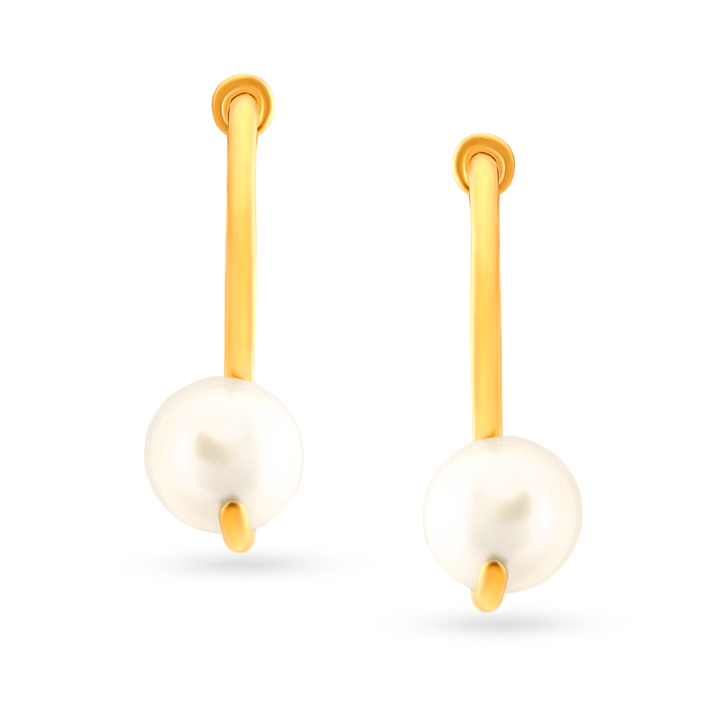 

Gold String of Pearl Stud Earrings