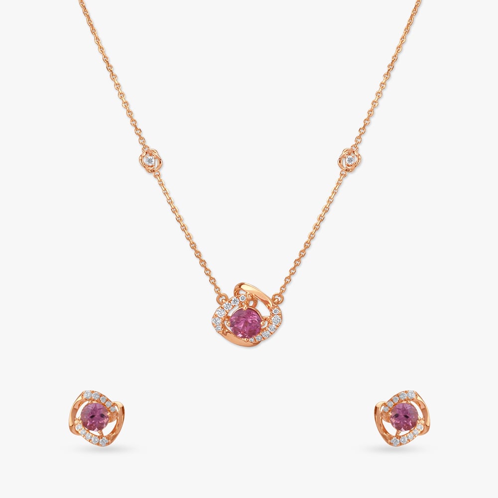 Pink Serenade Diamond Necklace Set