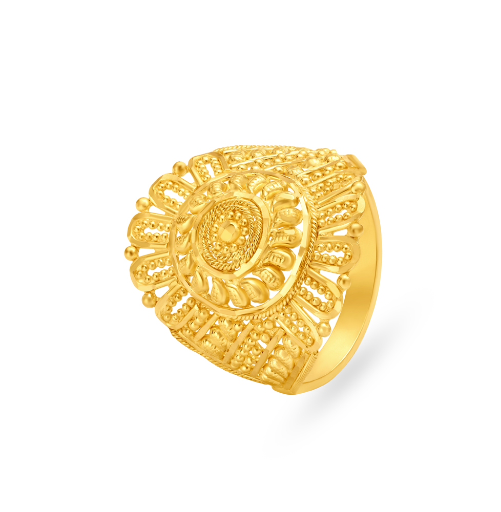 Antique Gold Finger Ring With Filigree Work