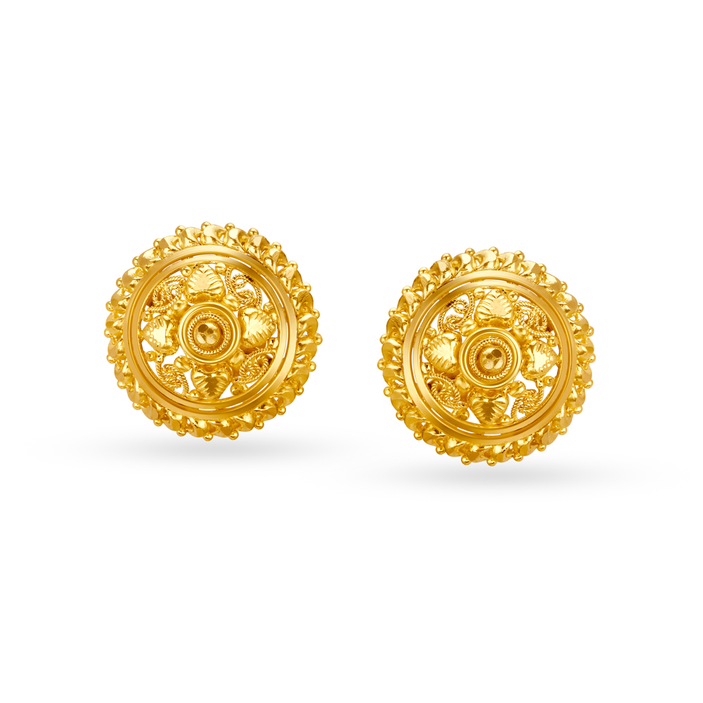 Dainty Floral Gold Stud Earrings