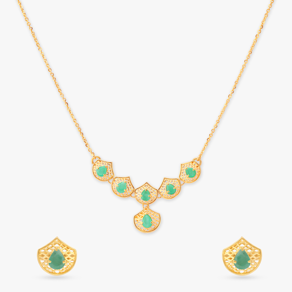 Droplet Gold Necklace Set