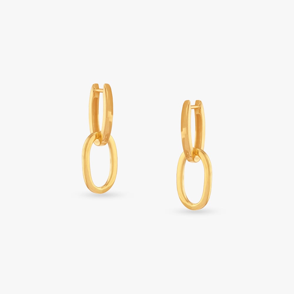 Sleek Link Gold Drop Earrings