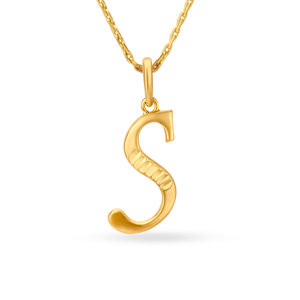 Calligraphy S Letter Gold Pendant