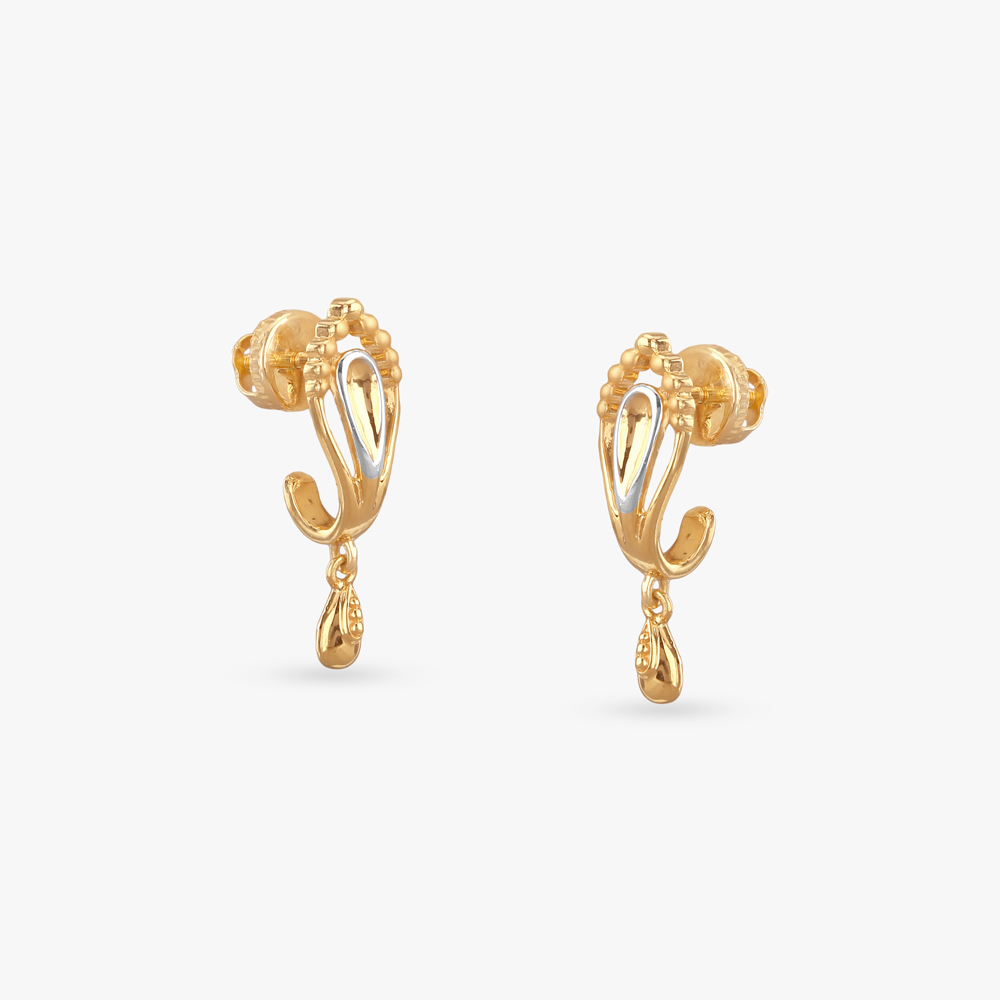 Bead Arch Gold Hoop Earrings