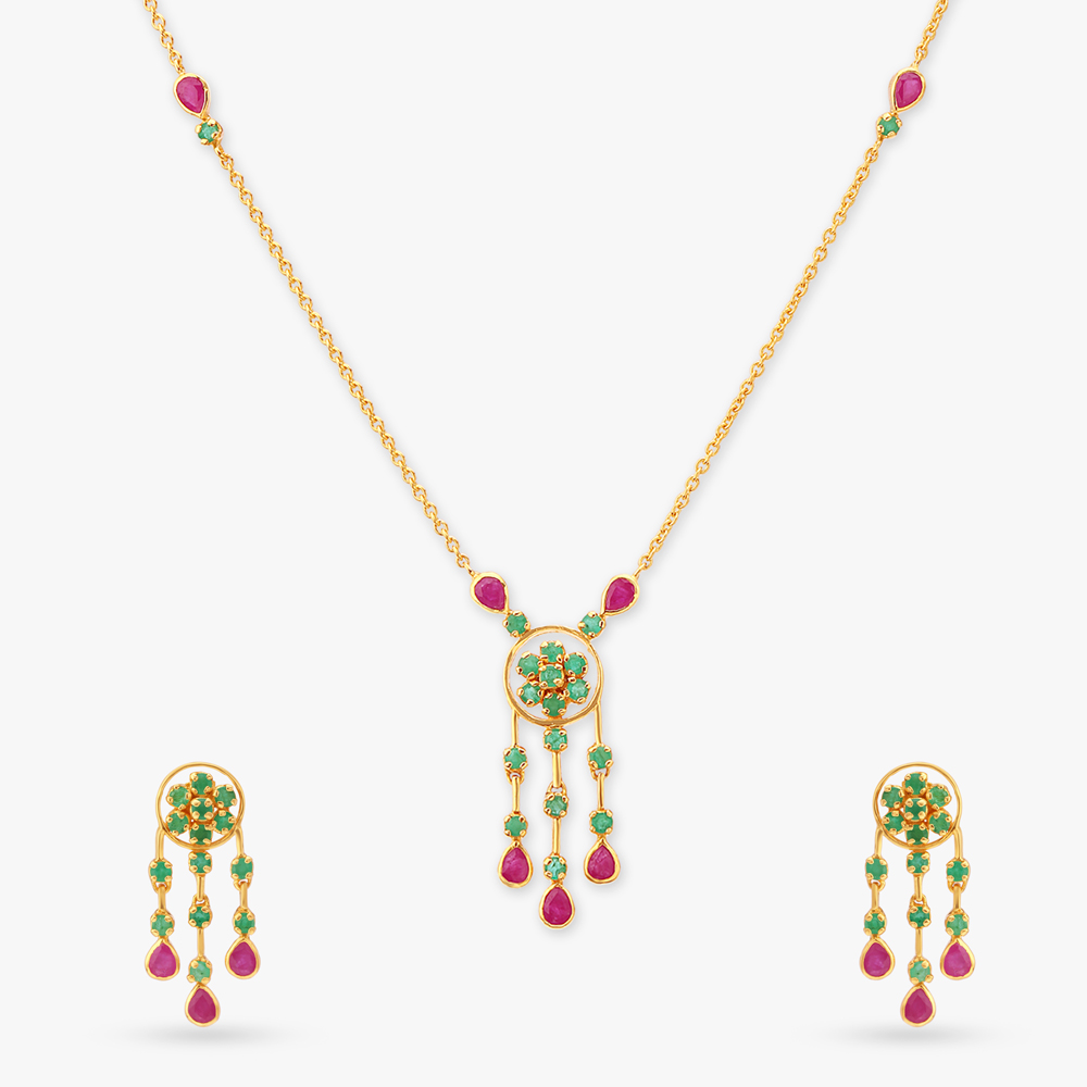 Geometric Gold Necklace Set