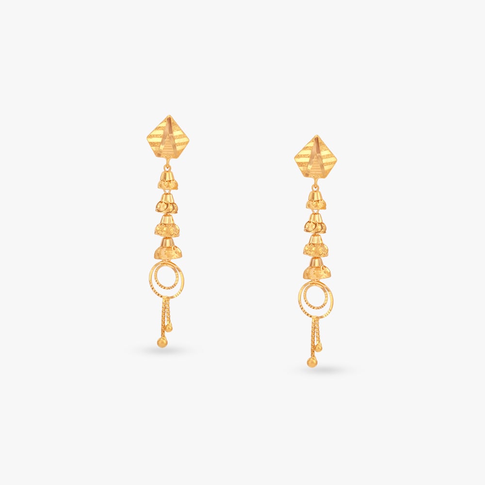 Circle Cascade Gold Drop Earrings