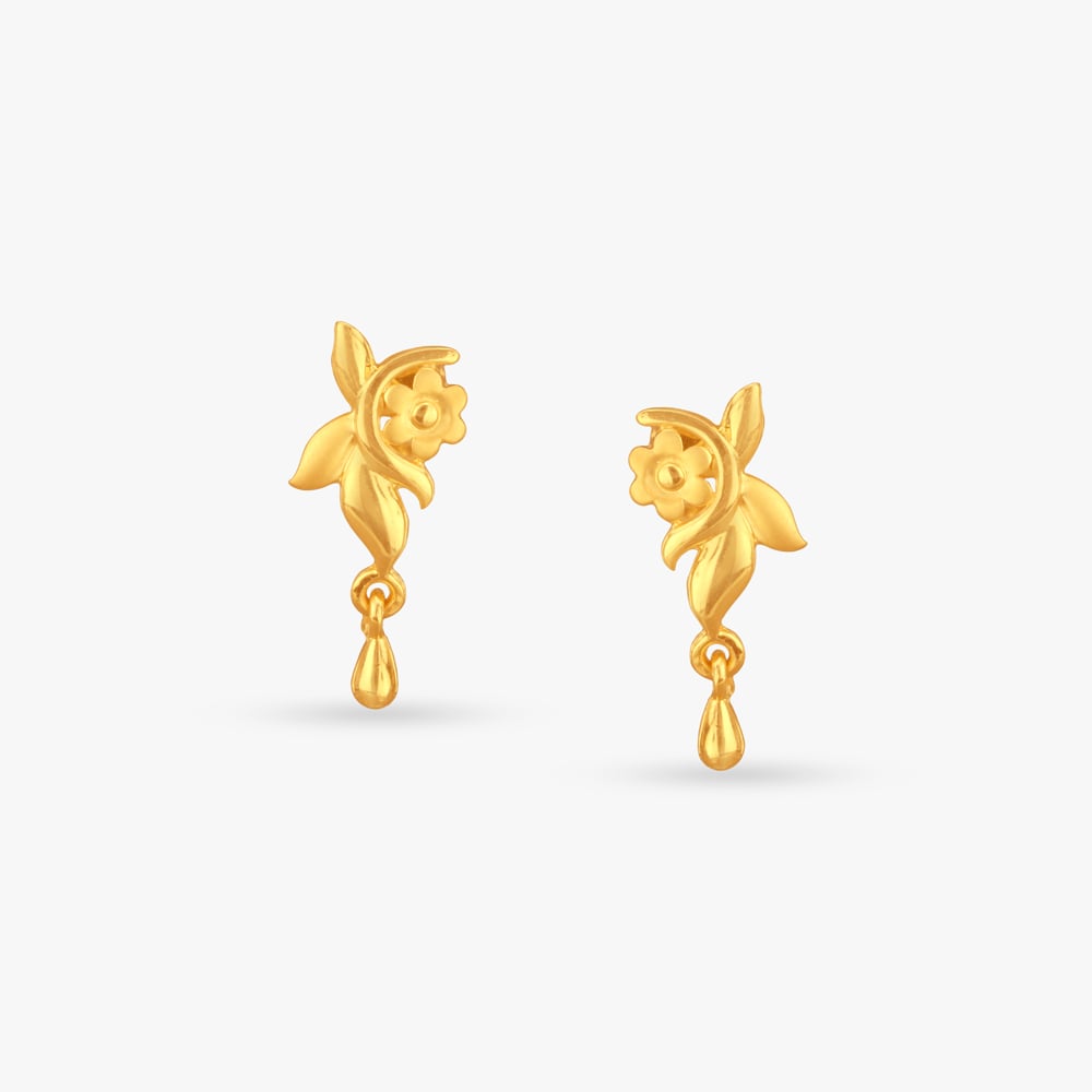 Floral Whisper Gold Drop Earrings