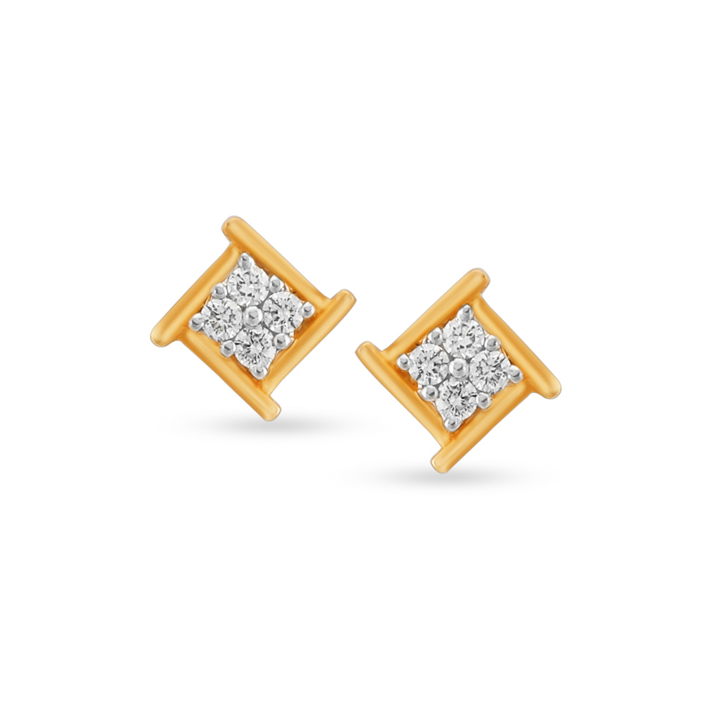 Classic Square Diamond Stud Earrings