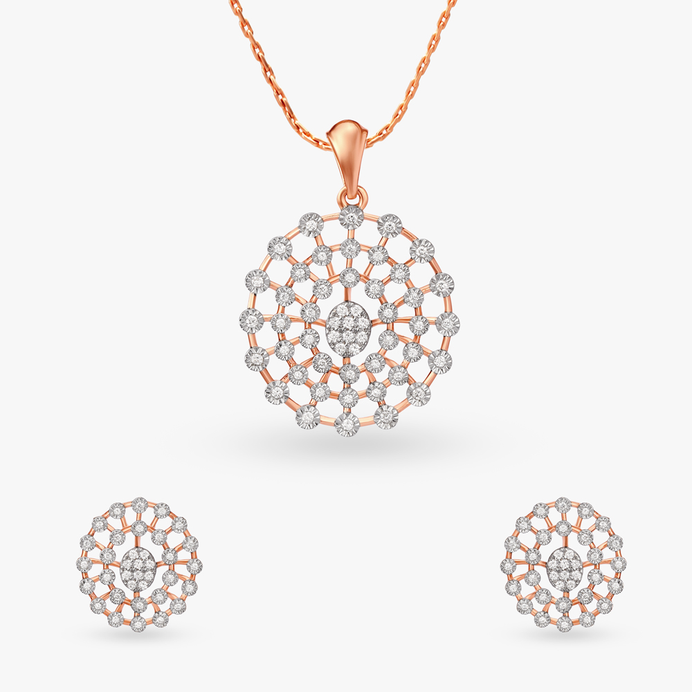 Constellation Diamond Pendant and Earrings Set