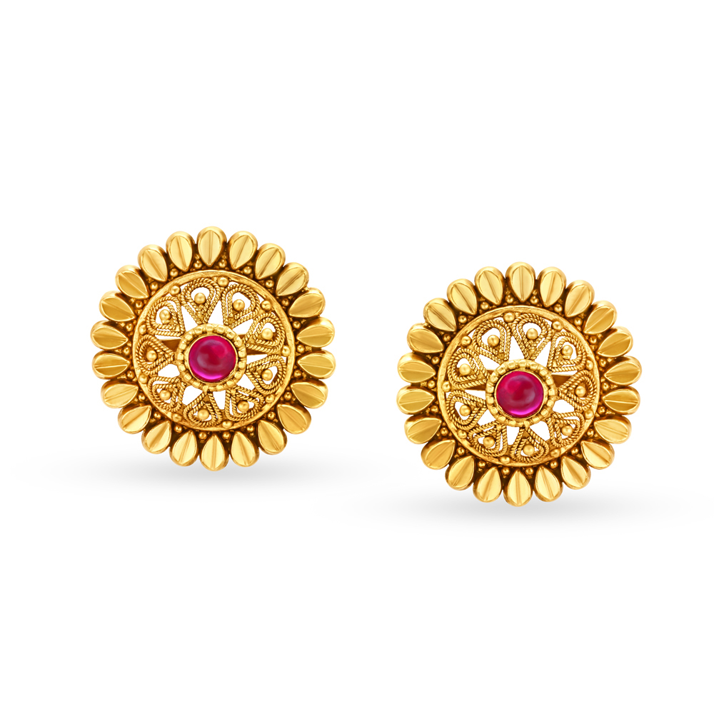 

Magnificent Antique Gold Stud Earrings