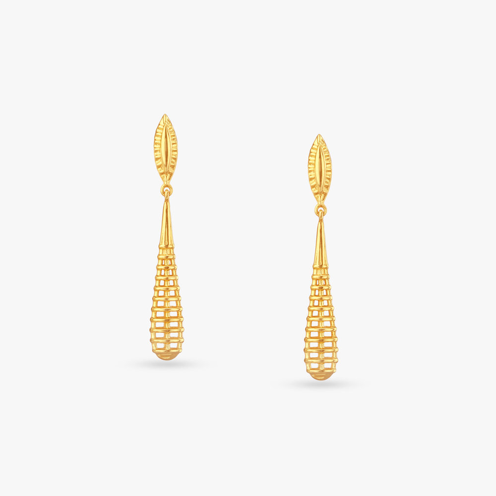 Linear Cage Gold Drop Earrings