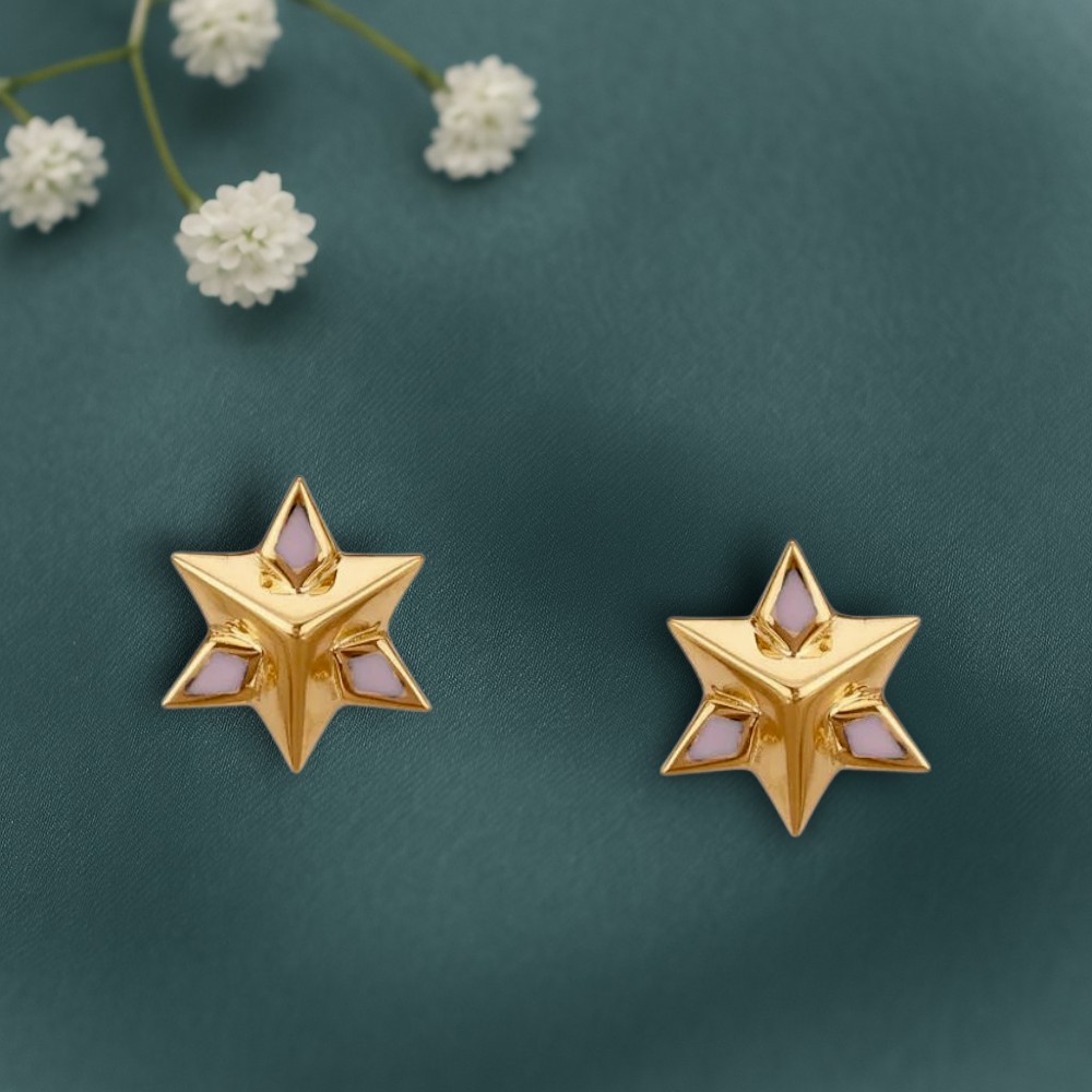 Stellar Edge Gold Stud Earrings