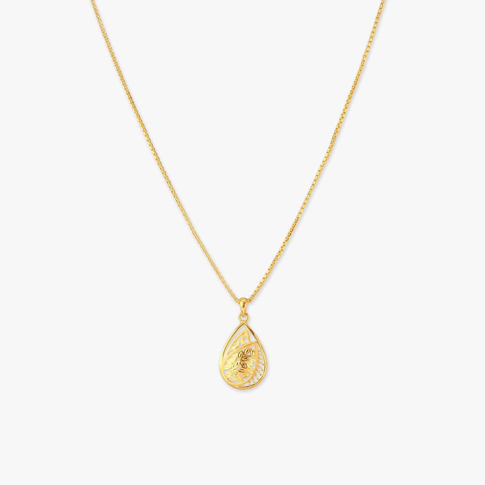 Lattice Glow Gold Pendant with Chain