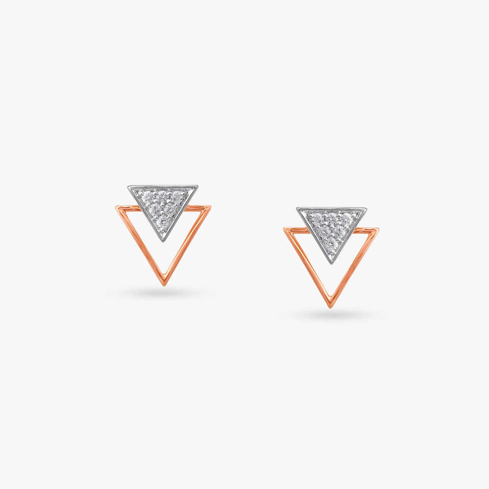 Tri Light Diamond Stud Earrings