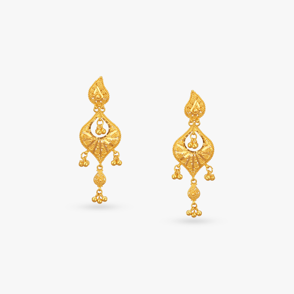 Cascading Danglers Gold Drop Earrings