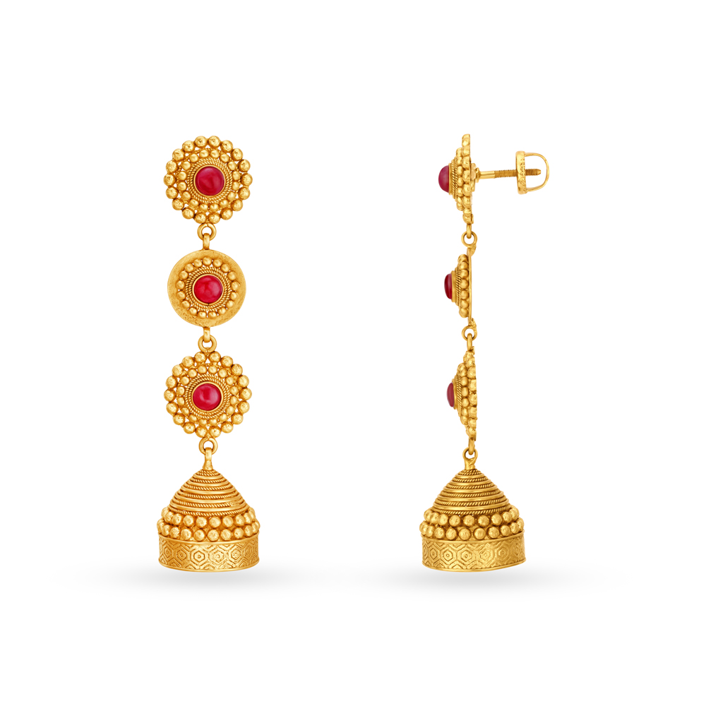 

Rawa Work Gold Jhumkas