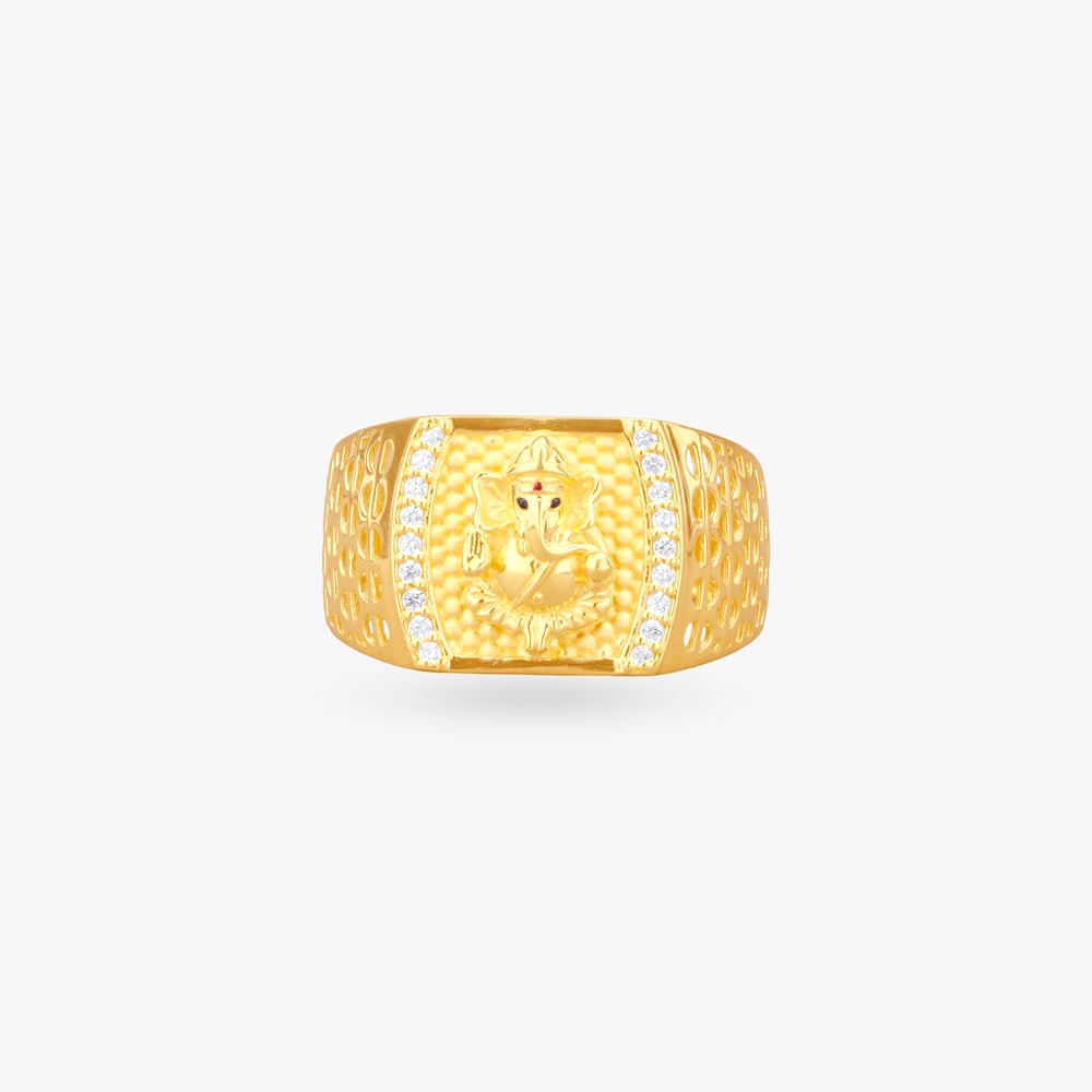 Ganesha Heritage Gold Ring for Men