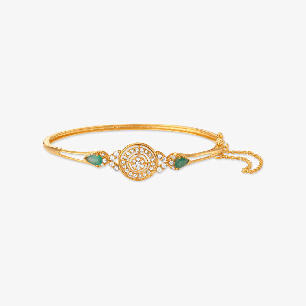 Enchanted Glow Open Polki Gold Bangle