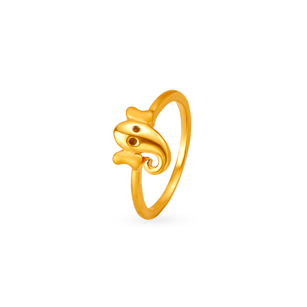 Lord Ganesh Gold Finger Ring for Kids