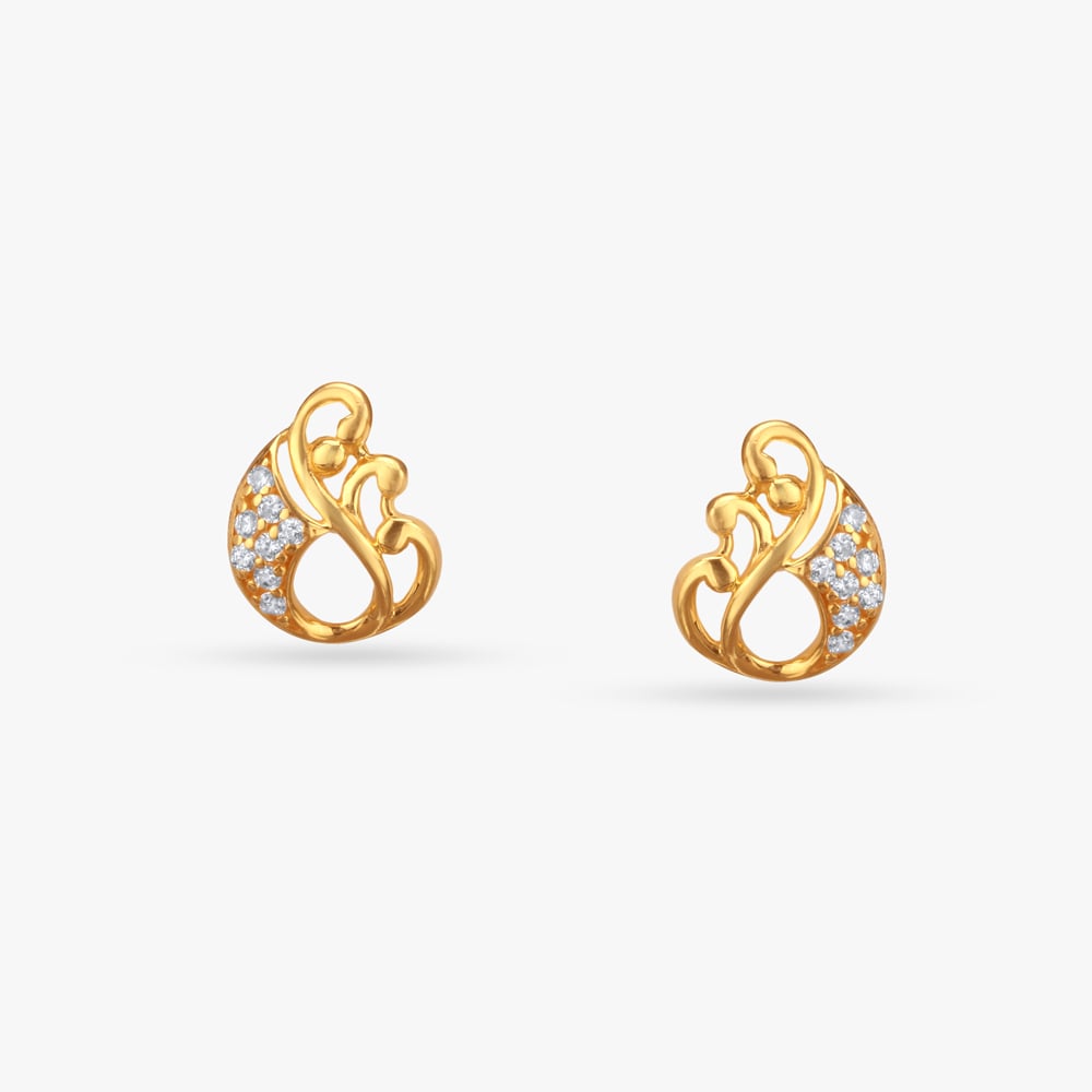 Swirl Glow Gold Stud Earrings