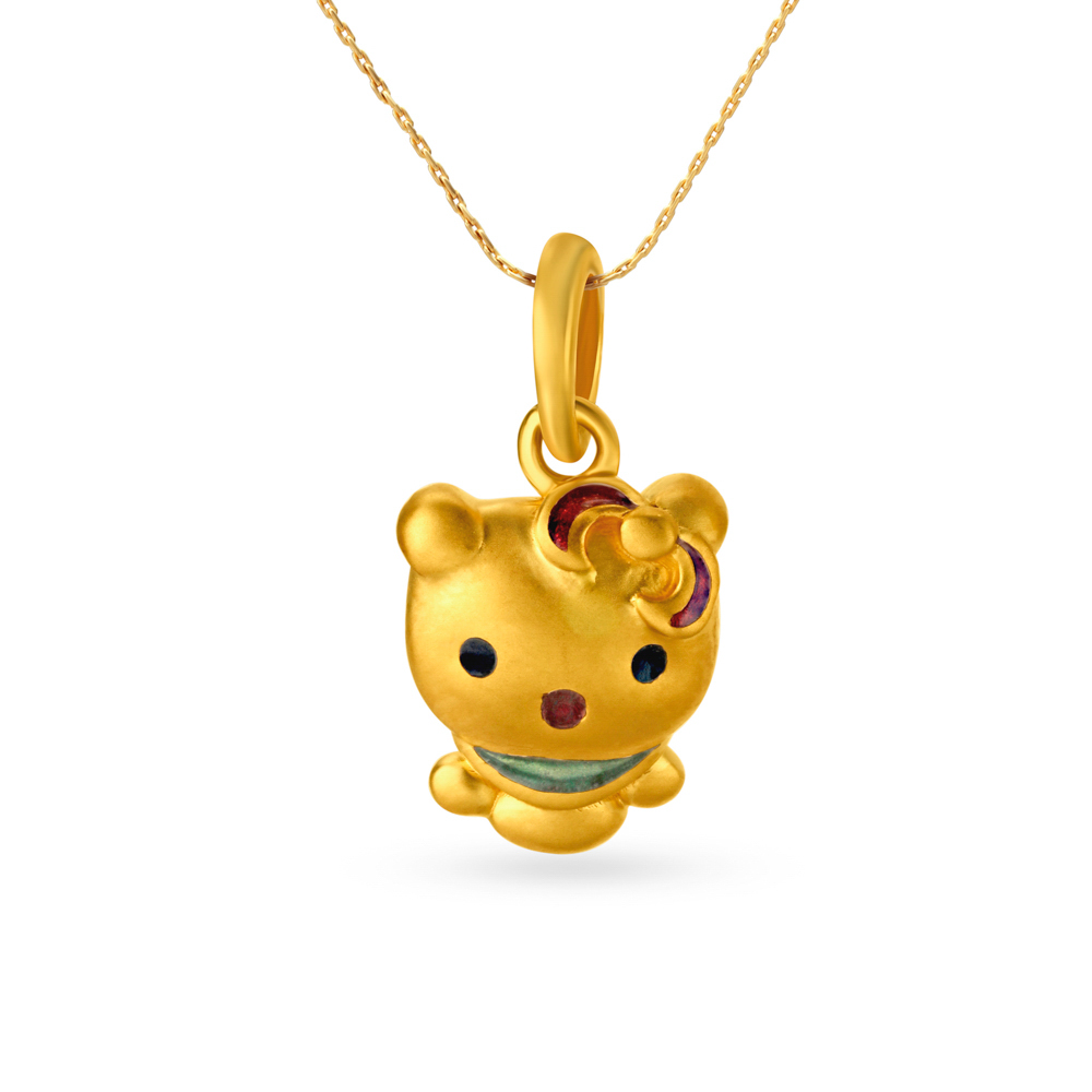 Cute Teddy Bear Gold Pendant For Kids