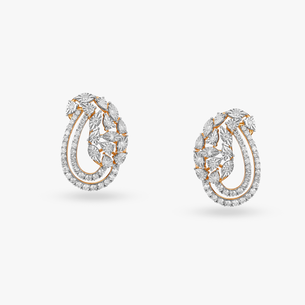 Stunning Paisley Diamond Stud Earrings