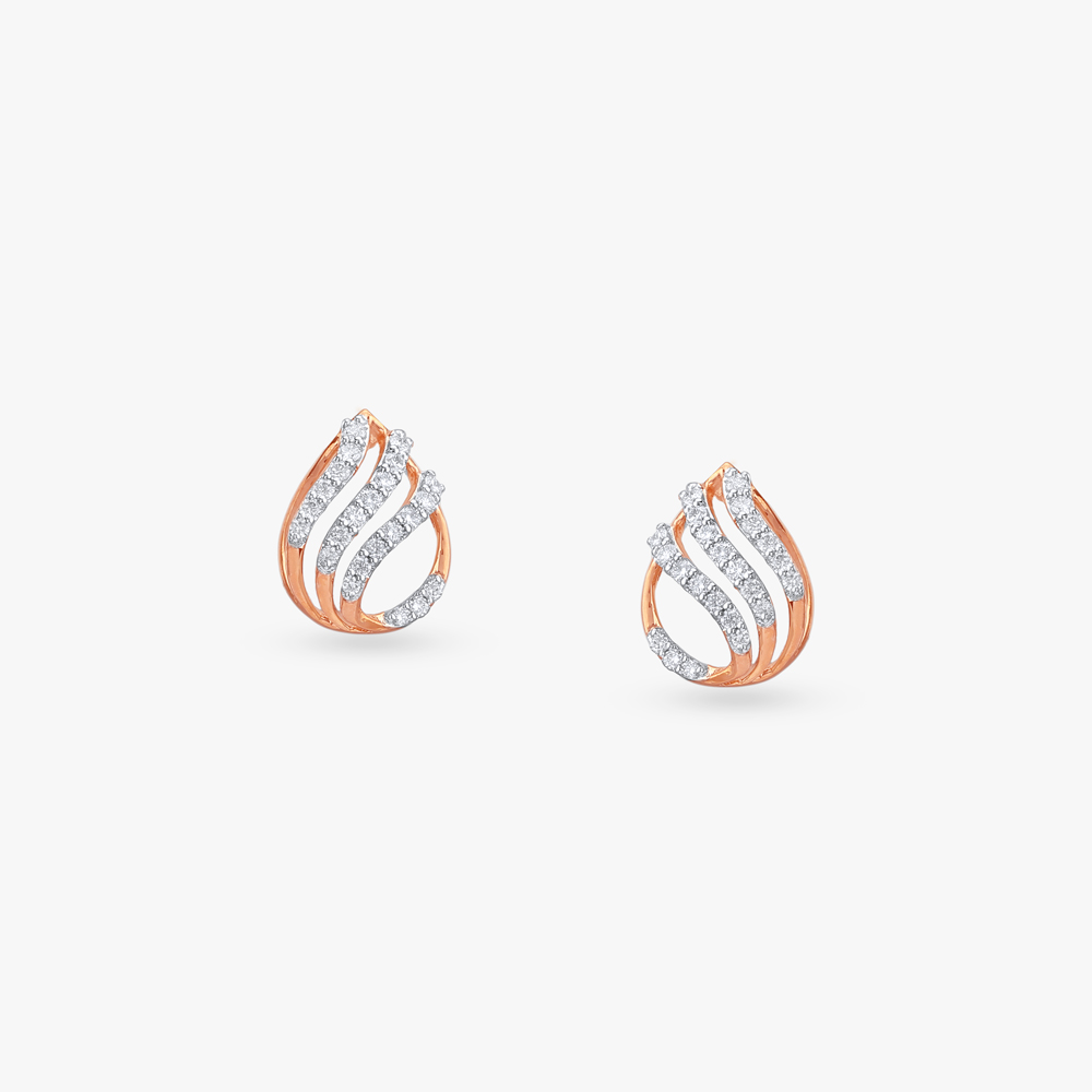 Ripple Glint Diamond Stud Earrings