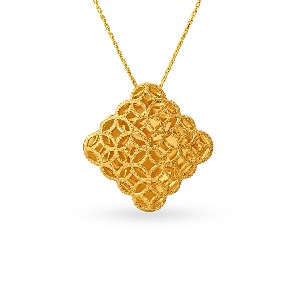 Mesmeric Diamond Shape Gold Pendant