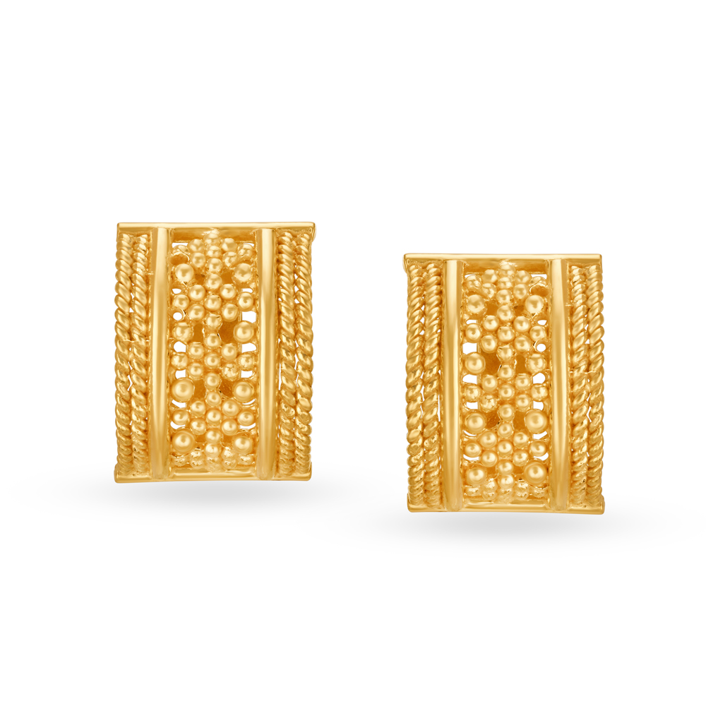 

Atypical 22 Karat Yellow Gold Geometric Studs