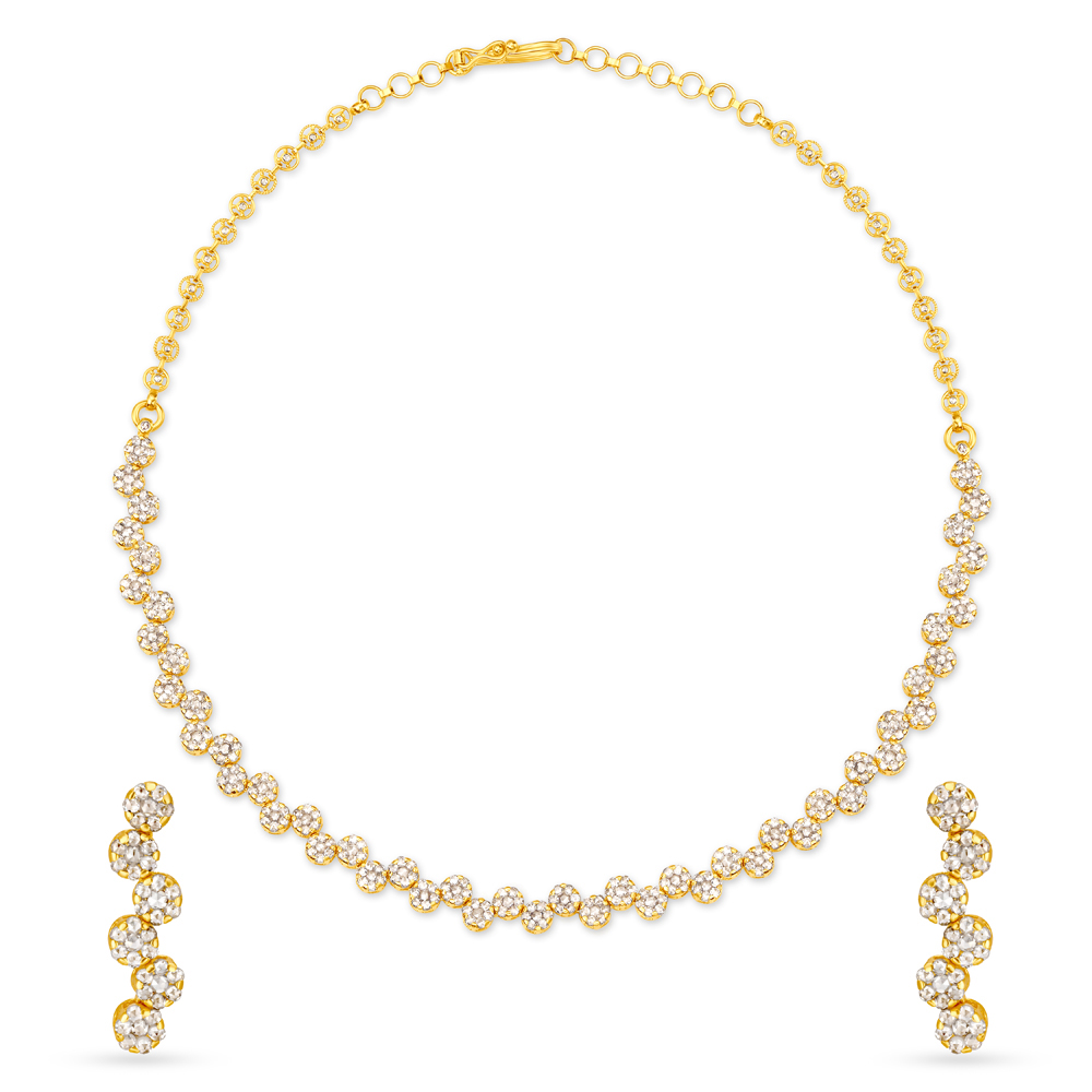 Fancy Design Floral Motif Gold Necklace Set