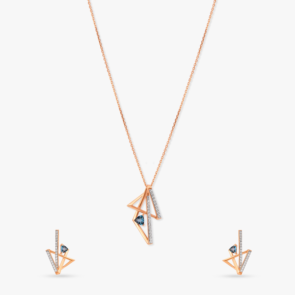 Fiery Sparkling Gemstone Pendant Set With Chain