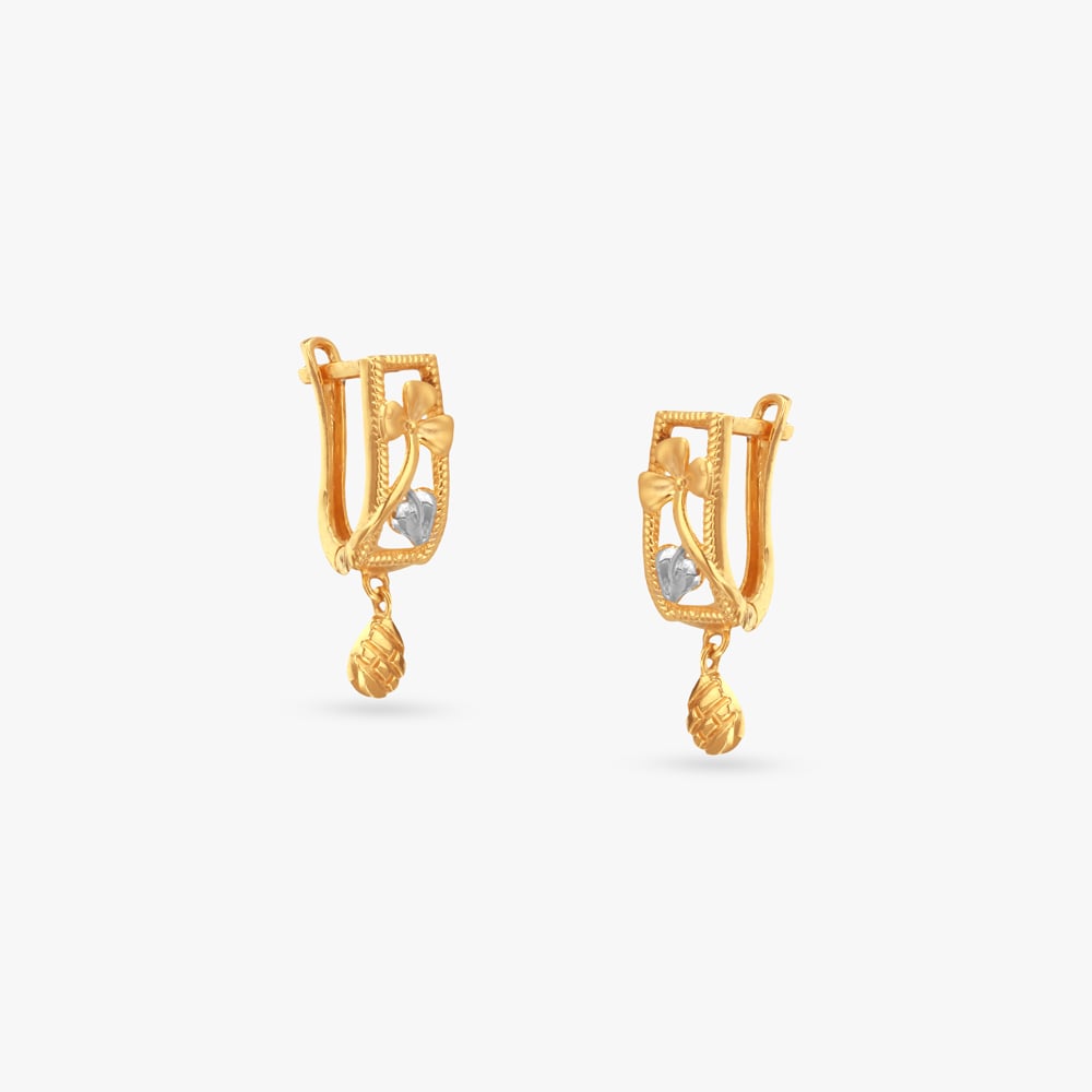 Bloom Drop Gold Hoop Earrings