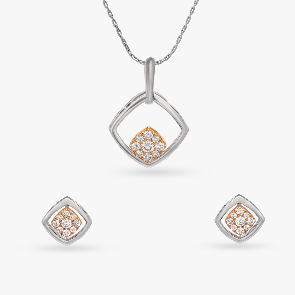 Dreamy Shimmers Diamond Pendant and Earrings Set