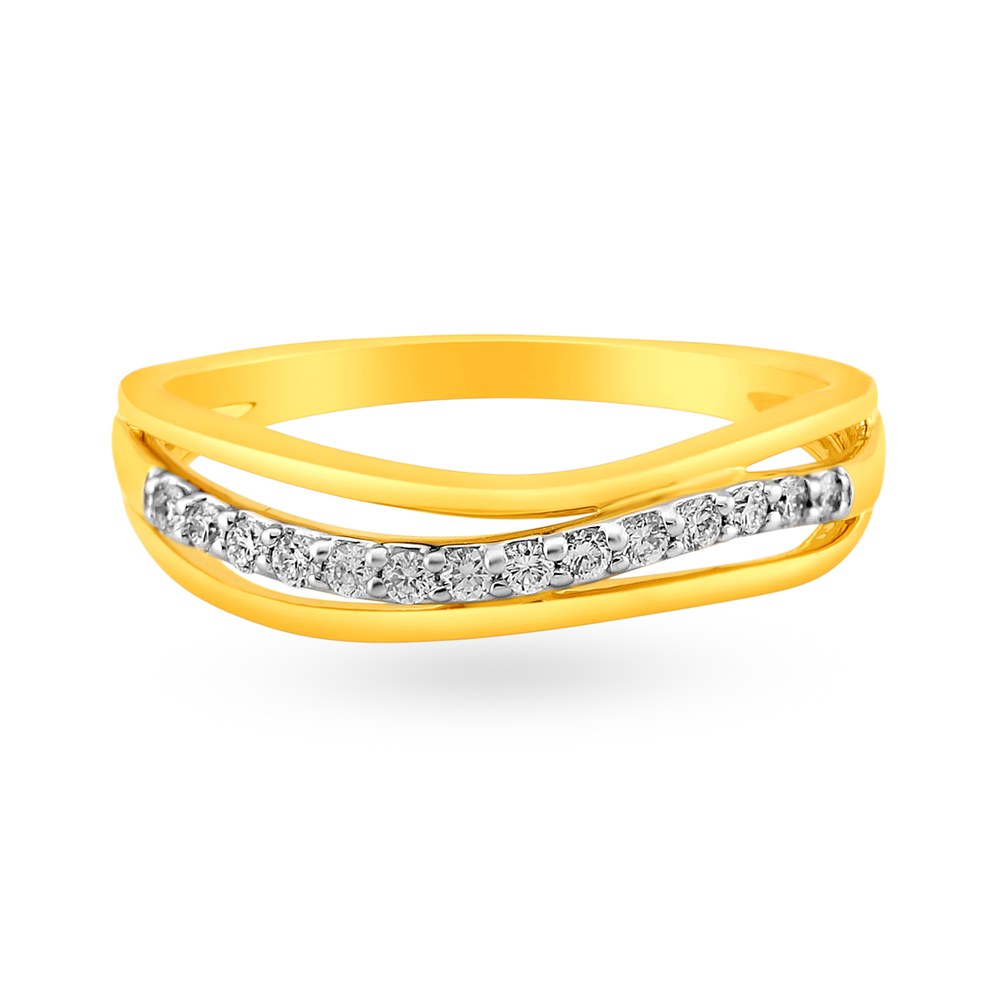 

Gleaming Asymmetric Eternity Diamond Ring in Yellow and Rose Gold