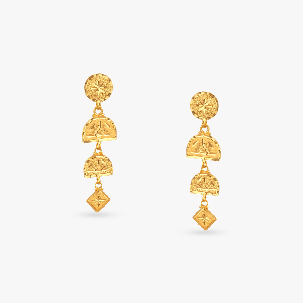 Geo Art Gold Drop Earrings