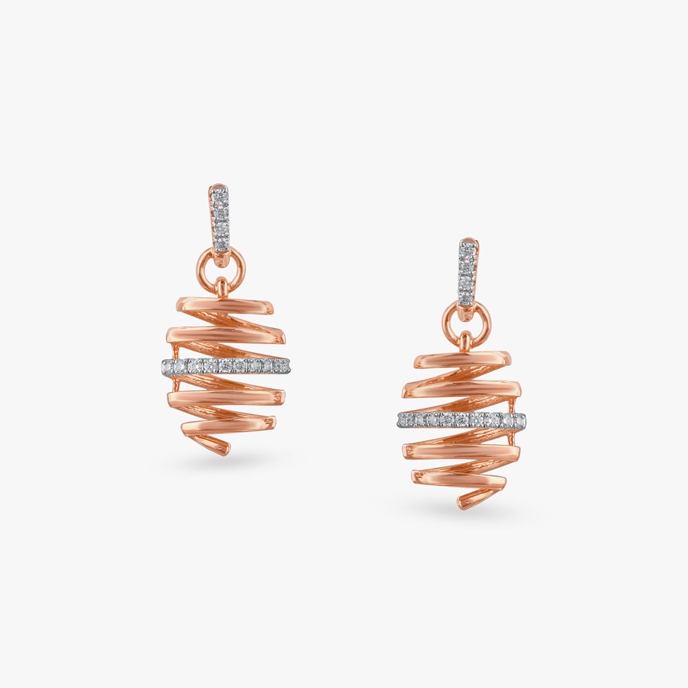 Spiral Glow Diamond Drop Earrings