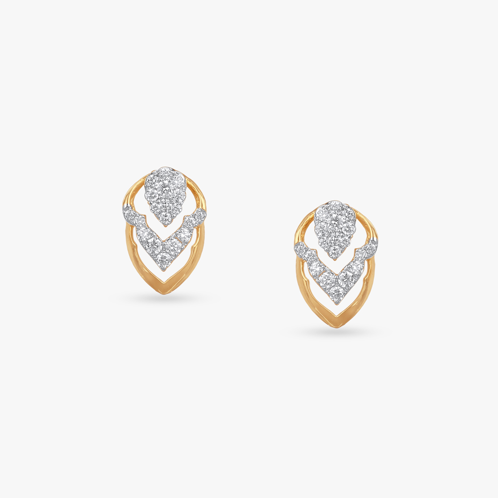 Gleam Chevron Diamond Stud Earrings