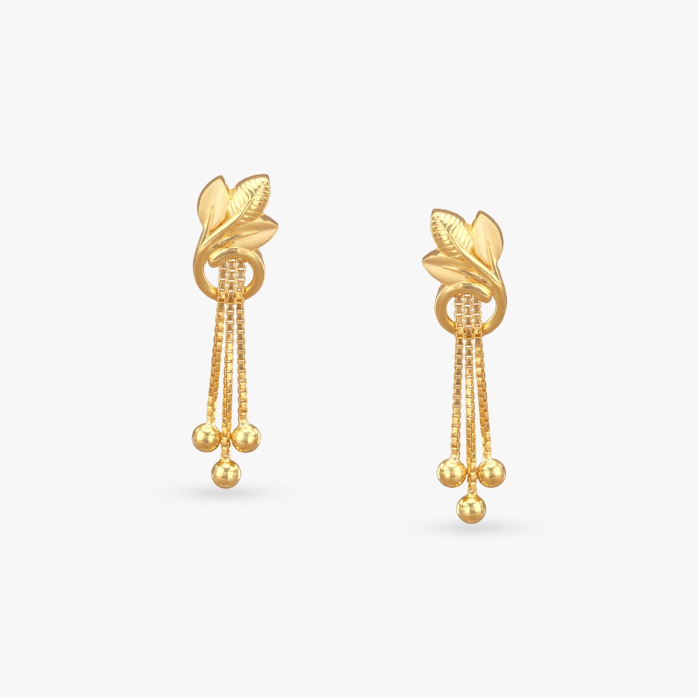 Leaflet Luxe Gold Drop Earrings