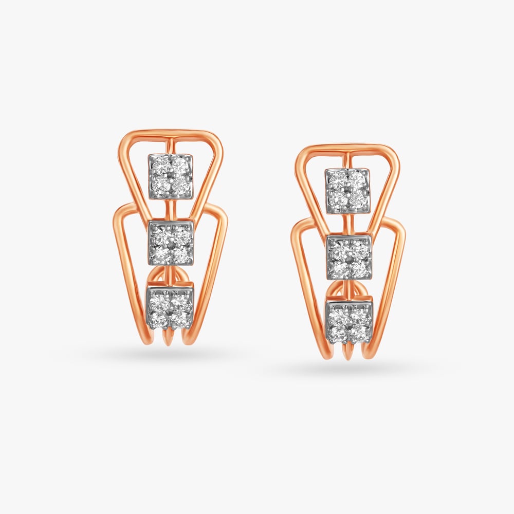 Angle Gleam Diamond Stud Earrings
