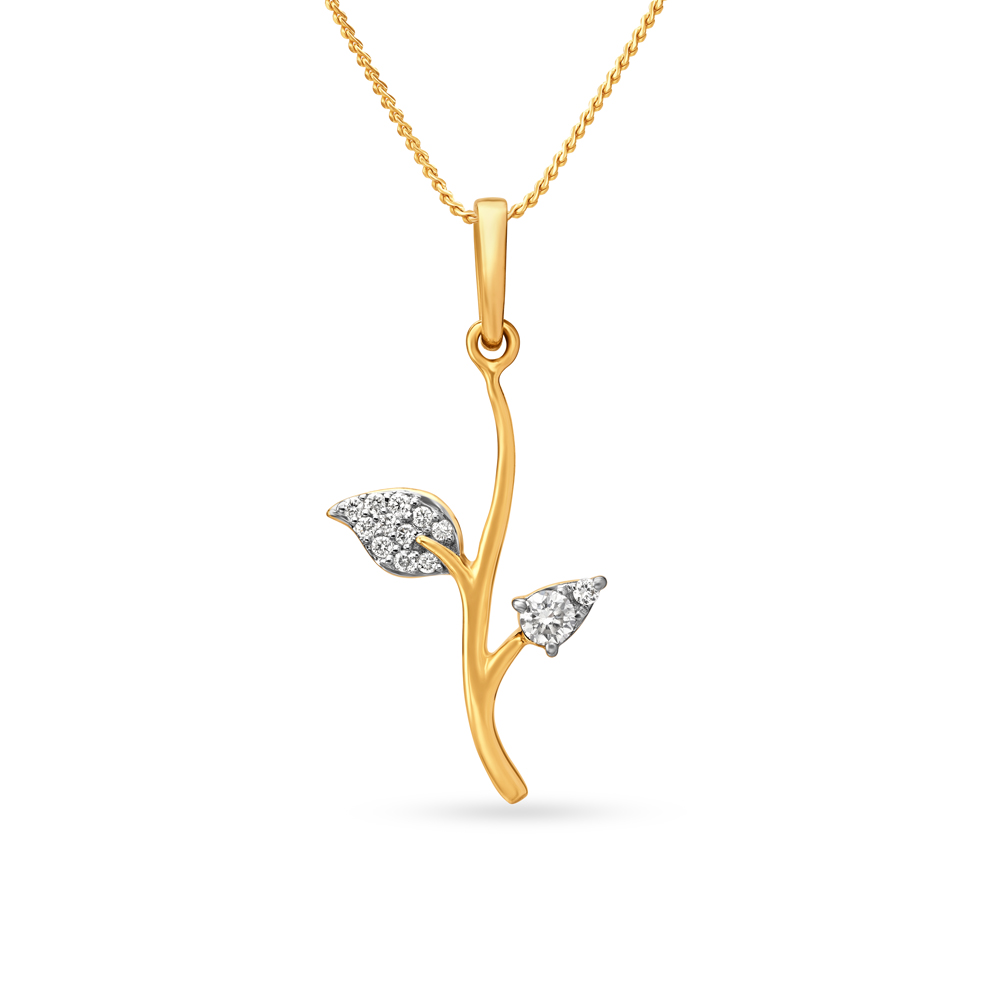 Eloquent Leaf Motif Diamond Pendant