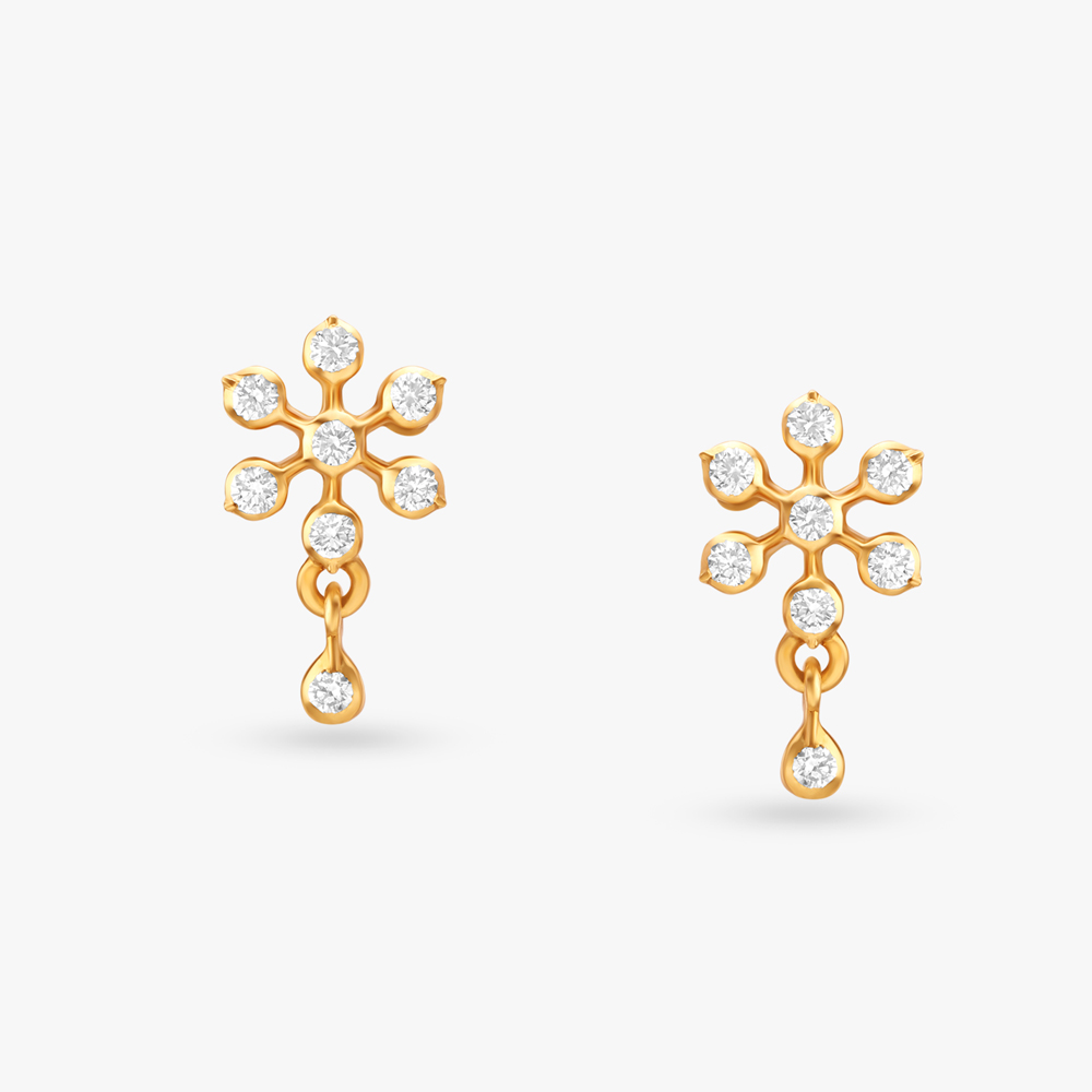 Floral Diamond Drop Earrings